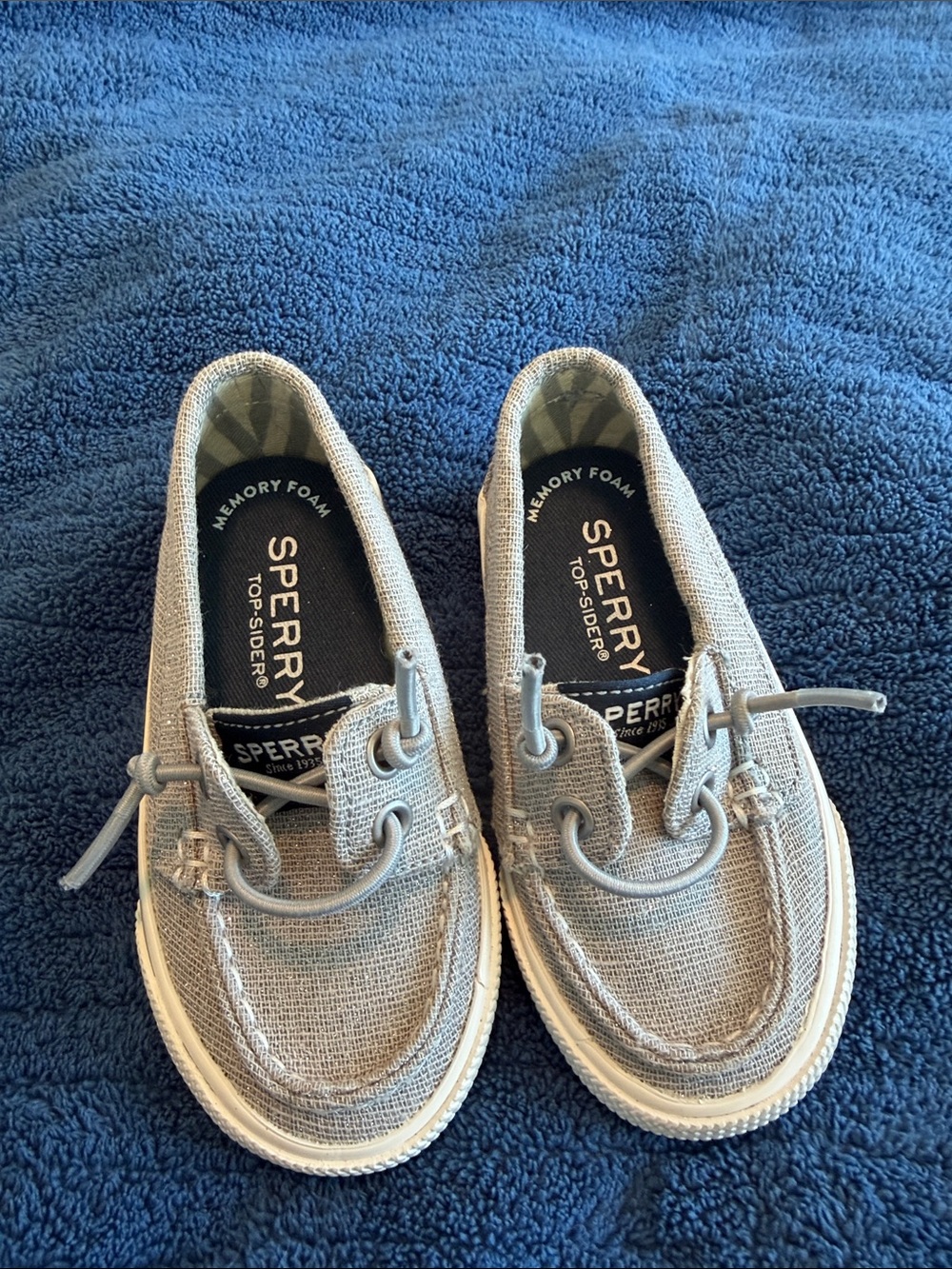 Sperry Kids Light Gray Canvas Slip-On Boat Shoes